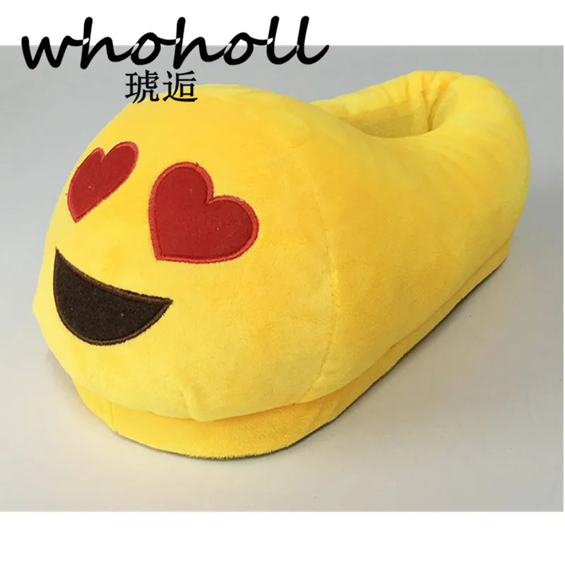 

WHOHOLL Men And Women Home&House Shoes Soft Warm Yellow Cotton Plush Emoji Slippers Cute Funny Emoticon Plush Cotton slippers
