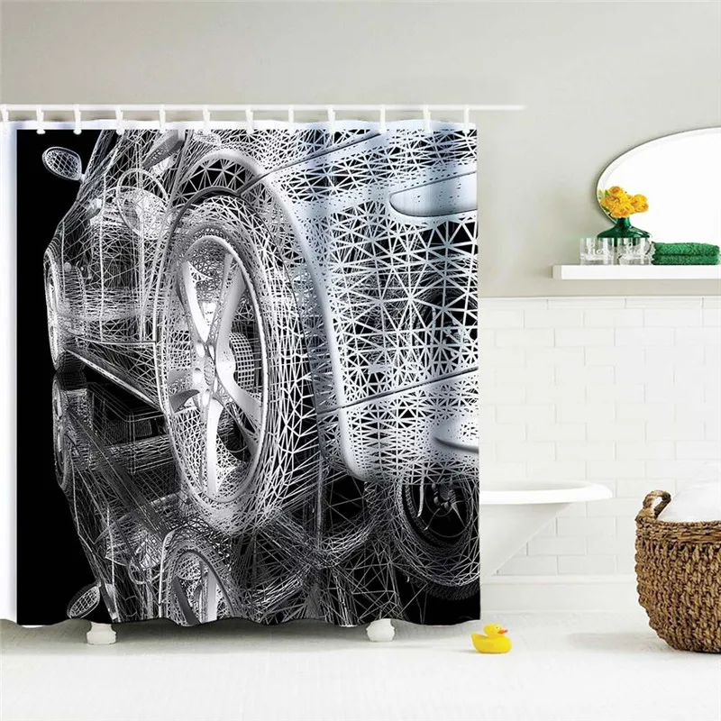 2018 New Arrival Customized Bath Curtain Classic Car Shower Curtain