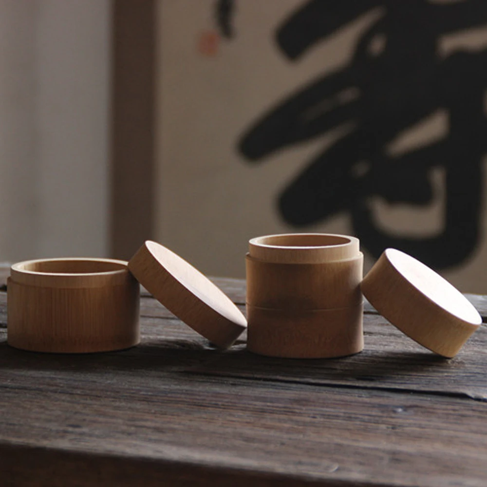 Natural Bamboo Matcha Canister Eco-friendly Powder Green Tea Caddy Tea Chest Capacity Matcha Tools Accessories