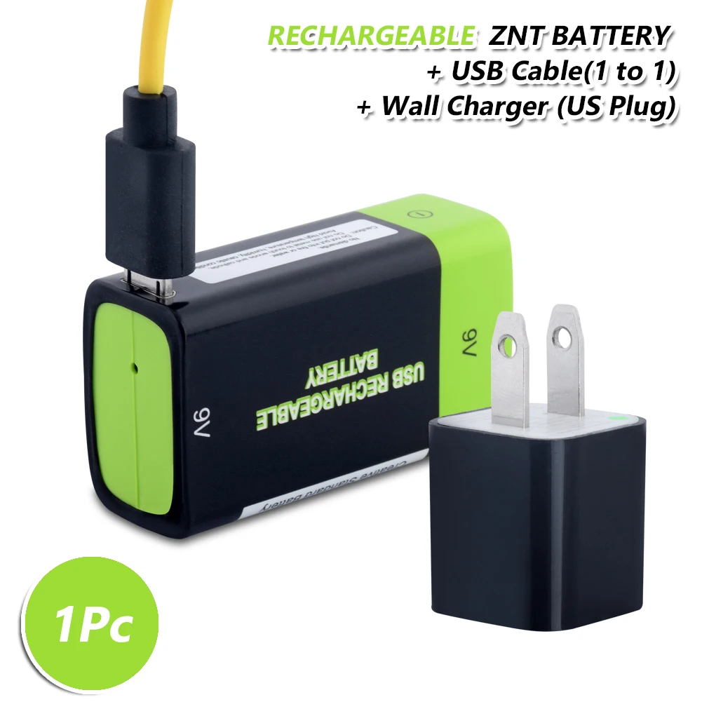 Сменная Li Po литий полимерный аккумулятор USB Перезаряжаемые ZNT Батарея 9V 400mAh