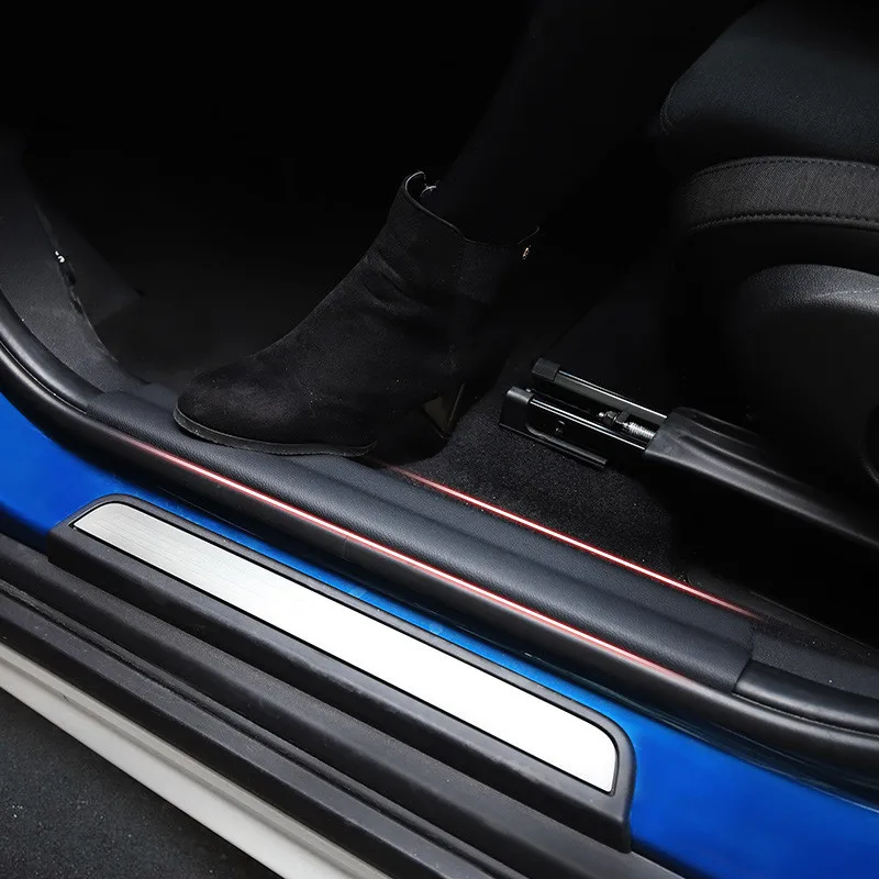 4 шт. кожаная накладка на Внутренний порог автомобиля Накладка наклейки для Mini