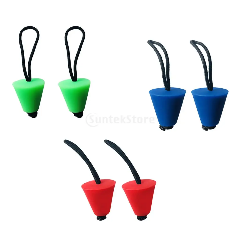 6 Pieces Green Blue Red Rubber Kayak Boat Scupper Plugs Stopper Bungs