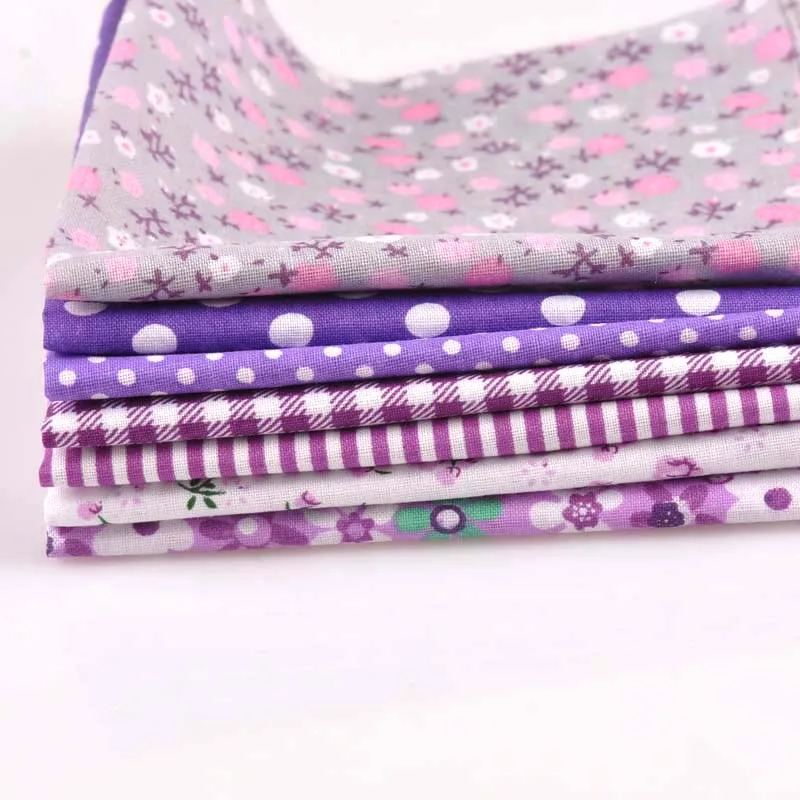 

Purple Twill Cotton Fabric For Bags Bundle DIY Sew Patchwork Cloth Star Bedding Fabrics Handmade Material 7Pcs/set 25x25cm C2134