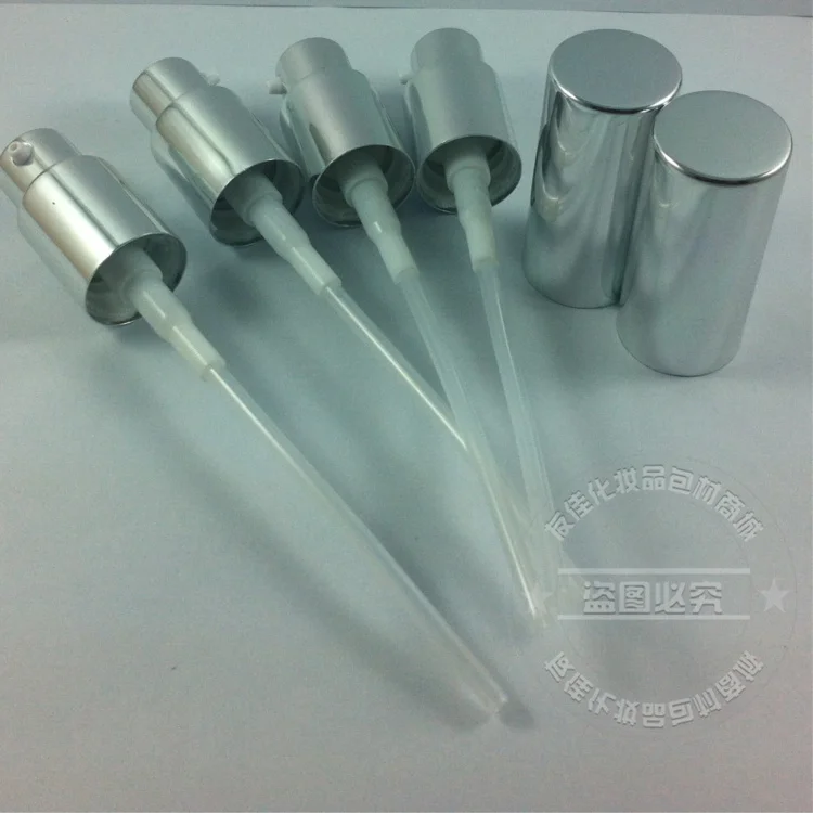 Серебристый алюминиевый лосьон для насосов, не может сравниться с стеклянная бутылка для лосьон/масло/crearm, размер шеи: 18 мм, Тип: 18/410