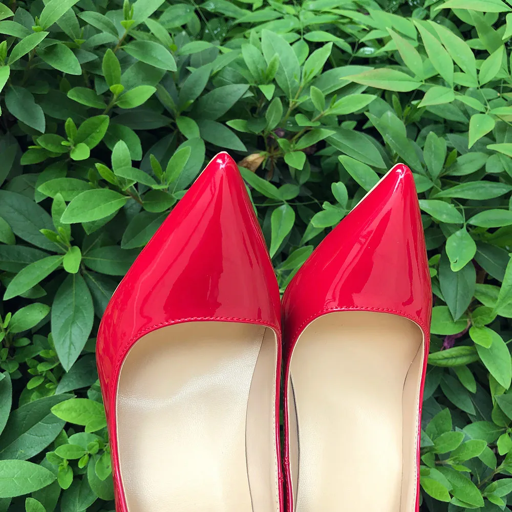 Veowalk/женские пикантные туфли-лодочки из красной лакированной кожи на высоком каблуке с острым носком; женские свадебные туфли-лодочки на шпильке; Индивидуальный заказ