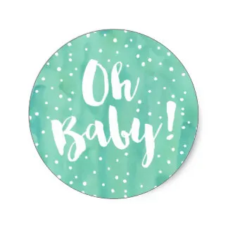 

3.8m Oh Baby Mint Watercolor Baby Shower Classic Round Sticker