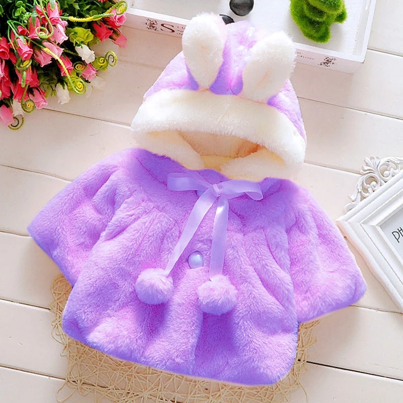 AiLe Rabbit/Одежда для маленьких девочек осенне-зимнее модное пальто форма уха пушистое пальто с героями мультфильмов Милая рубашка мягкий искусственный мех
