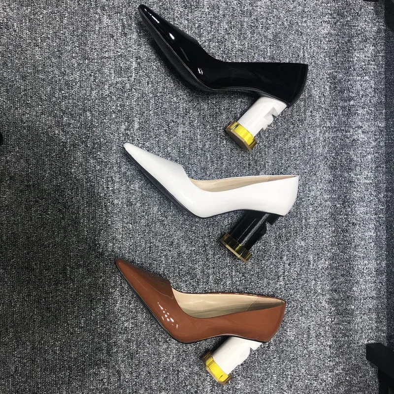 Carré Cuir Bout Talon Tendance Talons Femmes En Chaussures Black Chic 2019 Peu Hauts Nouveauté Fil brown white Femme Pompes Verni Nouveau Profonde gpwv8PqIx
