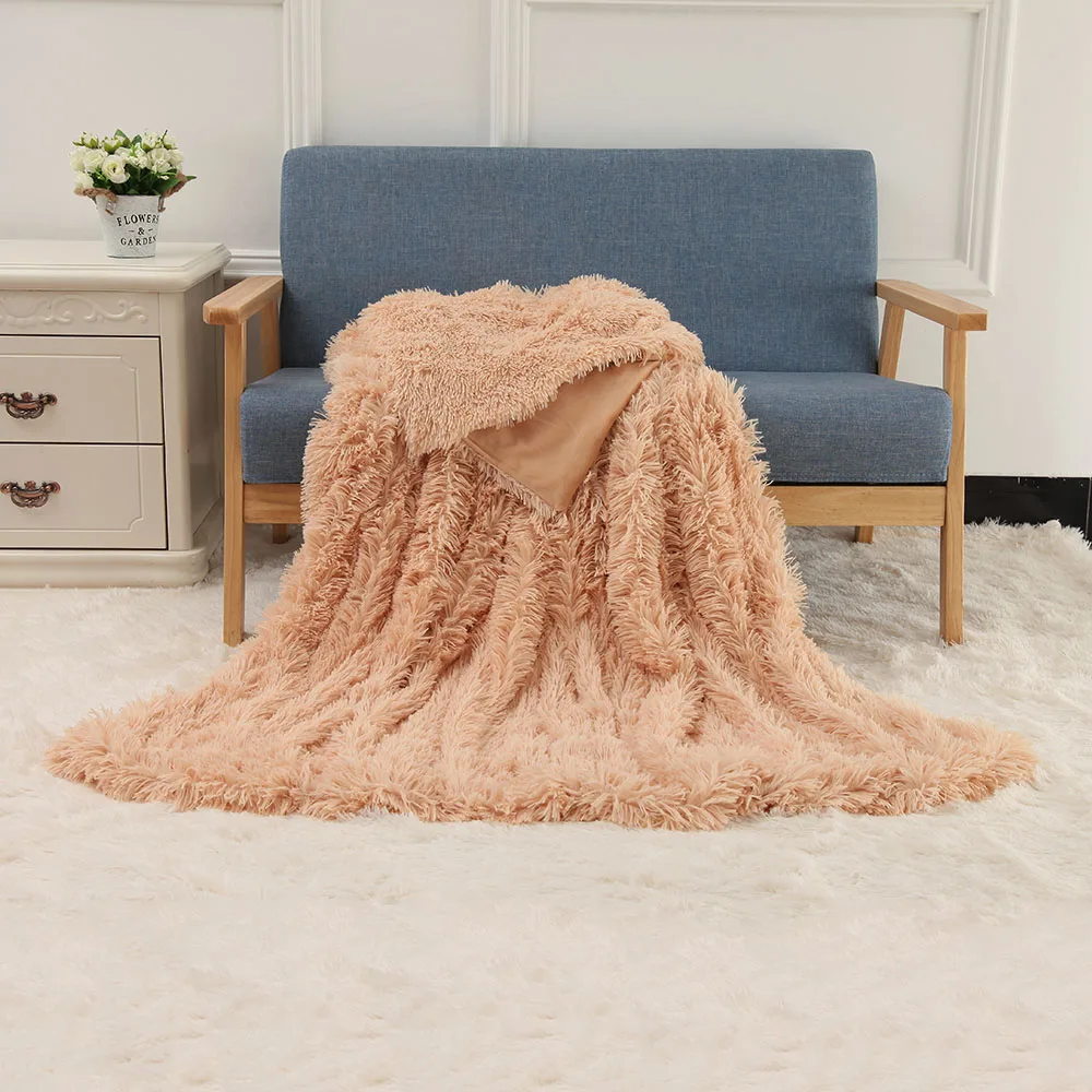 

130*160cm /160x200cm Soft Long Shaggy Fuzzy Fur Faux Fur Warm Elegant Cozy With Fluffy Sherpa Throw Blanket