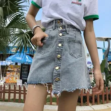 Новая мода мини-юбки для женщин высокая талия джинсовые хлопковые юбки нерегулярные милые мини-юбки женские#2313