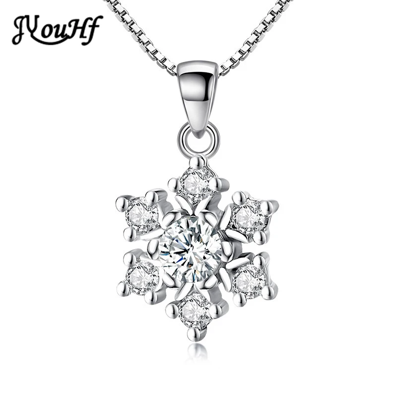 

JYouHF Simple Geometric Necklace Charms Snowflake Mosaic AAA Zircon Statement Necklaces Women New Arrival Silver Collier Jewelry