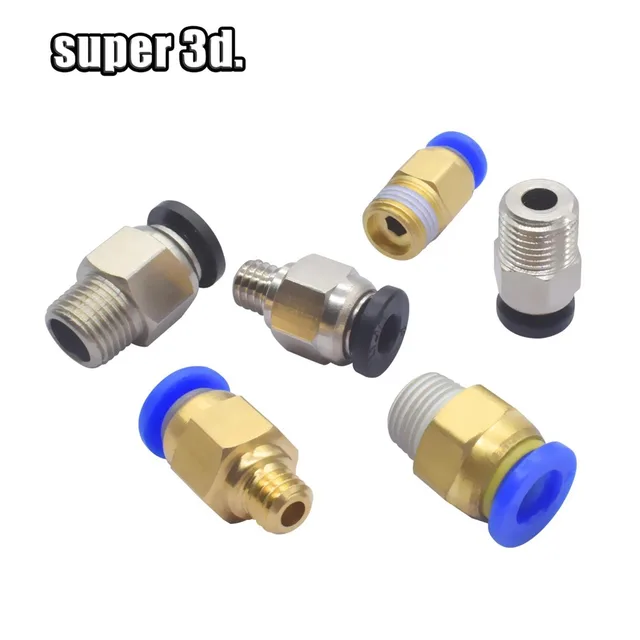 2pcs Pneumatic Connectors For 3D Printers Parts bowden Quick Jointer coupler 1.75/3mm Pipe pc4 m6 m10 fittings PTFE Tube 2/4mm 6