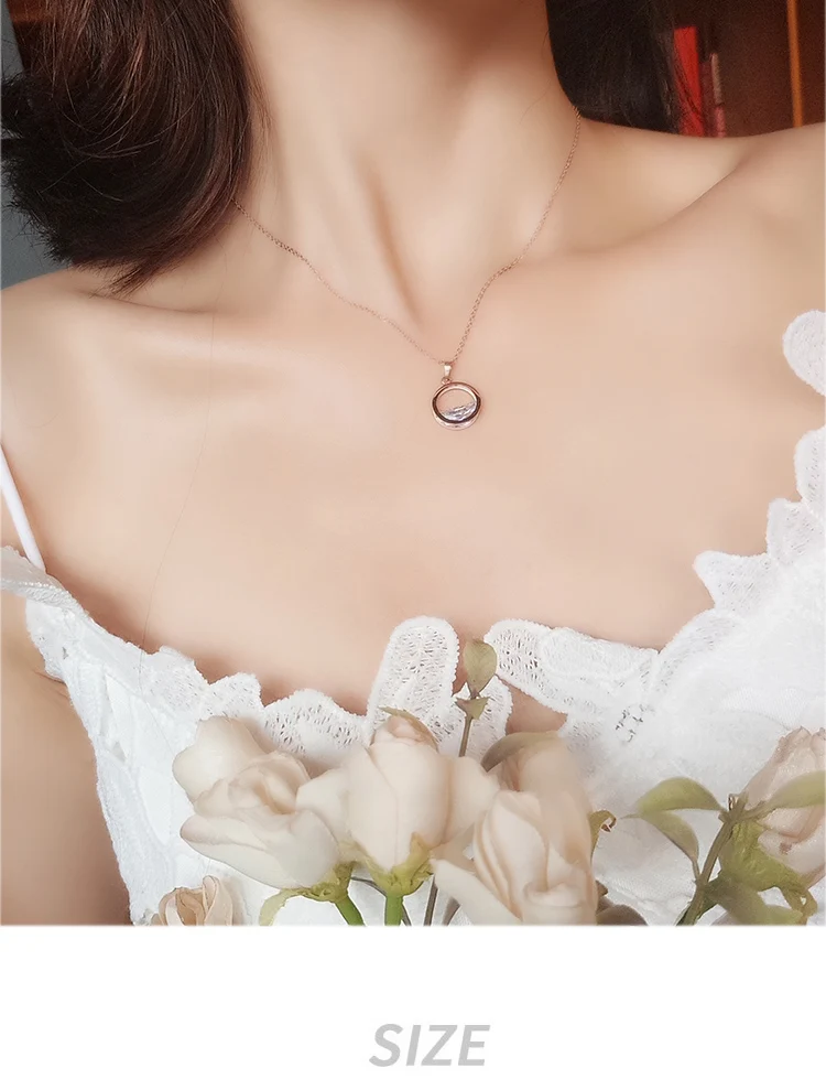 Yun ruo 2019 новый простой кристалл кулон Цепочки и ожерелья модное розовое с золотистым или титановым покрытием Сталь женские ювелирные