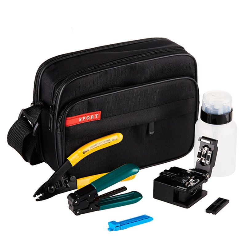 

Hot melt 7 In 1 Fiber Optic FTTH Tool Kit with Fiber Cleaver and 1MW Visual Fault Locator