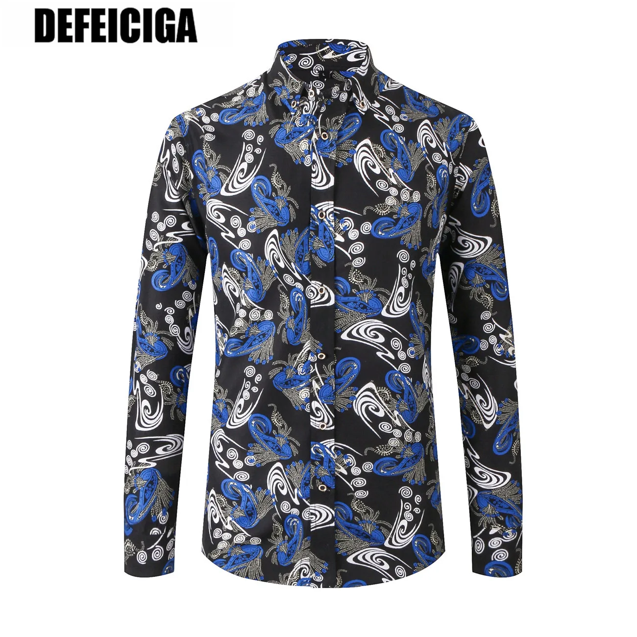 

2019 DEFEICIGA Causal Socical Formal Shirt Men Long Sleeved Hawaiian Plus Size 6XL 7XL Floral Shirts Men Holiday Clothing 035