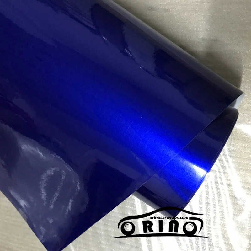 

50CMX150CM Glossy Metallic Vinyl Film Blue Candy Gloss Car Wrap Foil With Air Bubble Free Shiny Vehicle Adhesive Sticker