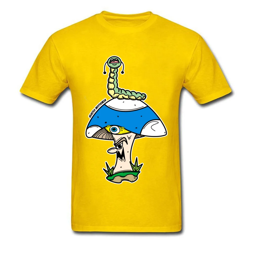 Screaming Caterpillar T Shirts Casual Short Sleeve Company O Neck Cotton Tops Shirt Slim Fit Tee-Shirt for Male Summer Fall Screaming Caterpillar yellow