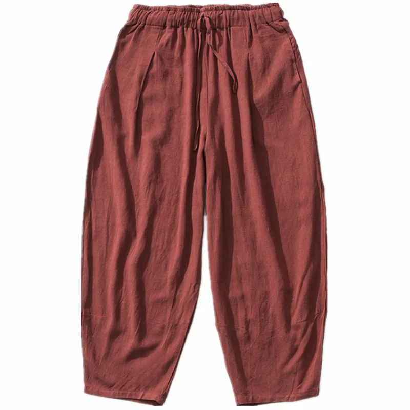 Autunm men's plus size M- 5XL 6XL 7XL cotton linen pants Fashion streetwear wide leg Harem Hip Hop Trousers large size wide leg pants