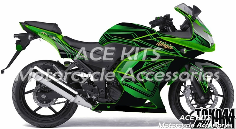 Мотоциклетный обтекатель abs для Kawasaki Ninja250 2008-2012 впрыска bodywor эффектная, цвета: черный, зеленый+ майка ACE № 851