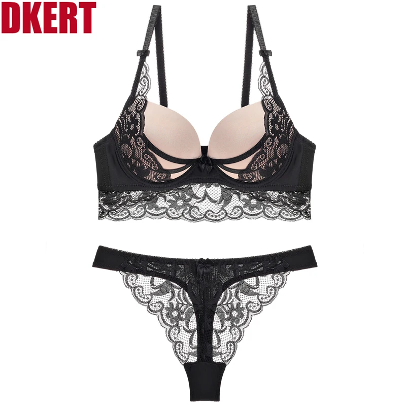 Комплект женского кружевного нижнего белья с чашками ABC и пуш ап|push bra set|push up