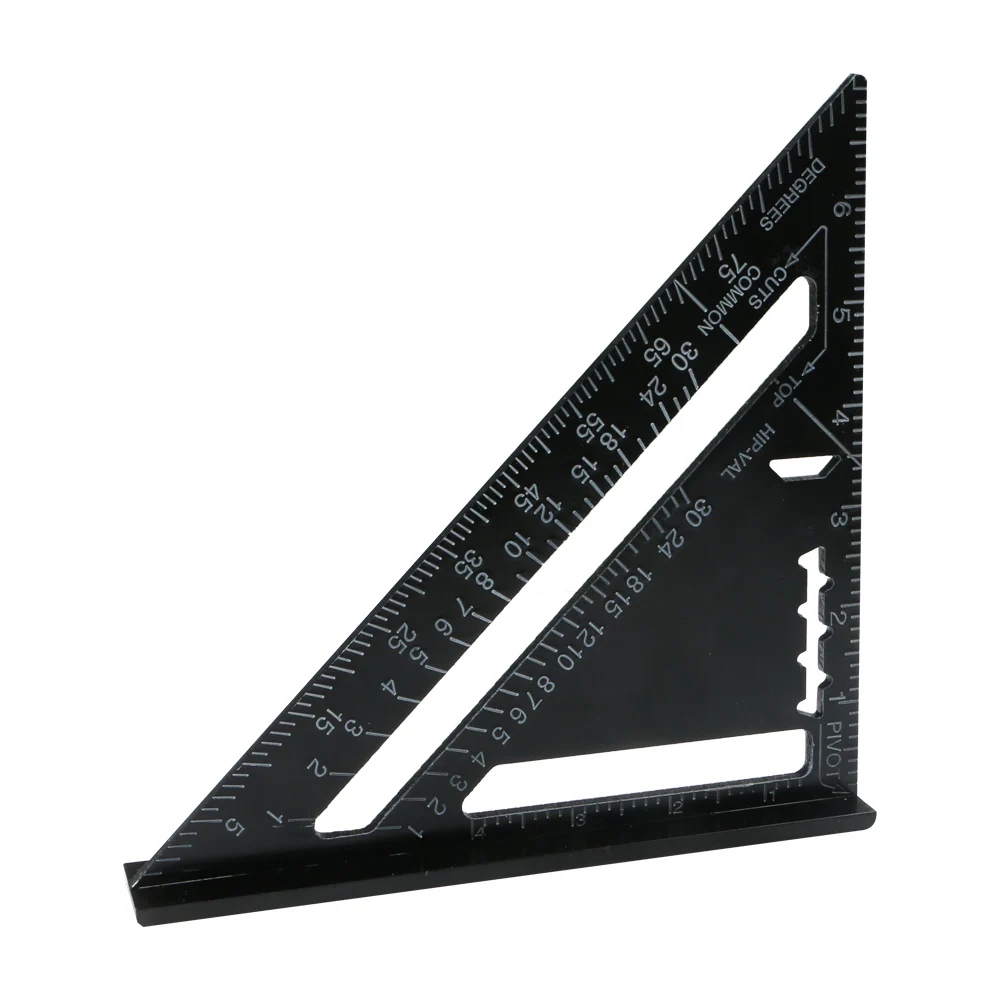 7 дюймов Алюминий сплав черный треугольный с измерительной линейкой; угломер Калибр деревообрабатывающий любителей DIY треугольная линейка