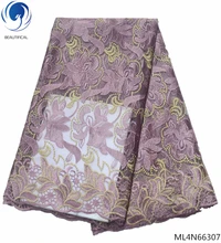 BEAUTIFICAL 2019 fabric lace rhinestone nigeria lace nigerian wedding african lace mesh fabric hot 5yards/lot ML4N663