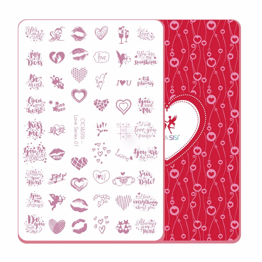 

CICI&SISI Nail Art Stamping Plates Stamping Stamp Template Accessories Heart Pattern Image Rectangular Plate Love Theme 01-05