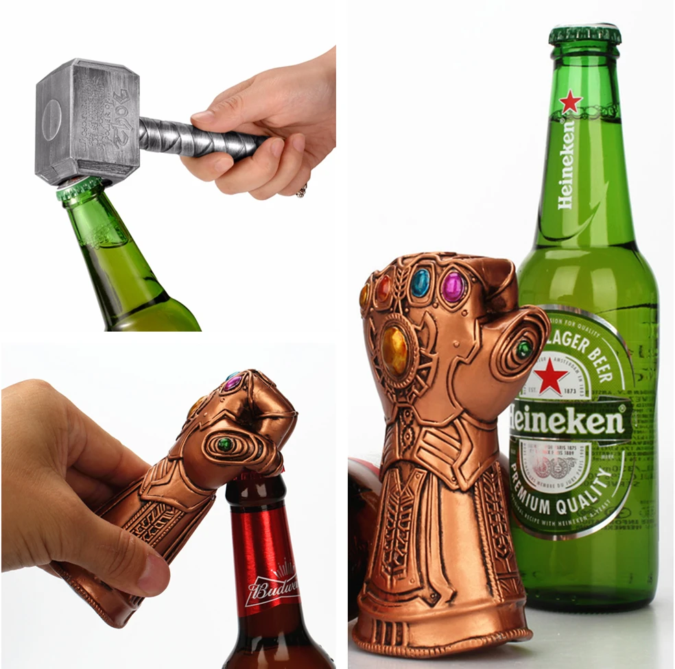 

The Avengers Beer Bottle Openers Multifunction Hammer Of Thor Shaped Beer Bottle Opener With Long Handle Bottler Keychain
