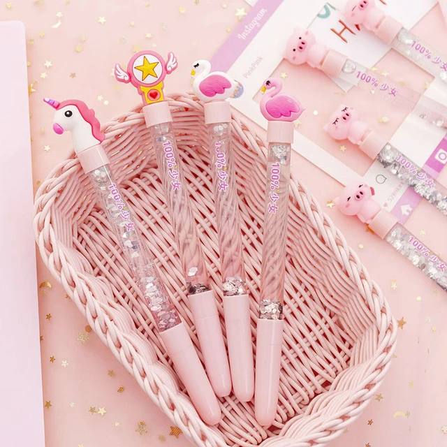 1 Pcs Cute Unicorn Flamingo Gel Pen Kawaii Sequin Liquid Sand Pen School  Signature Pen Writing Gift Stationery Supplies - Gel Pens - AliExpress