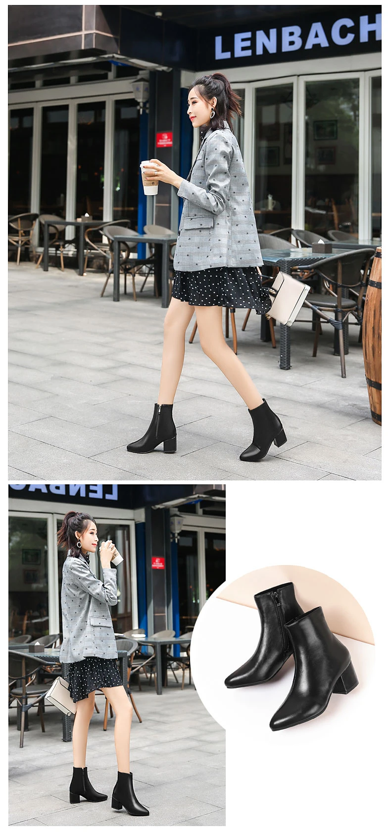 RQFF Brand Winter Boots Women With Box Big size 34-43 Shoes Woman 6CM Heel Ankle Boot Female Footwear Gold Leather Ladies Shoe (3)