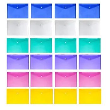 

24 Pcs Waterproof with Snap Button Closure,Project Envelope Folder Button - Water/tear Resistant (24 pcs pack)
