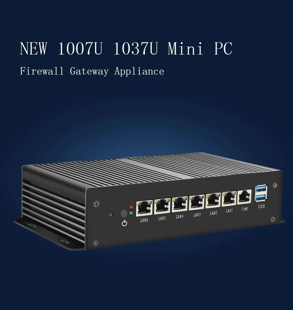 XCY мини-ПК Intel Celeron 1037U pfSense шлюз безопасности прибор 6x Intel Gigabit Ethernet RJ45 мягкая маршрутизатор OS межсетевого экрана