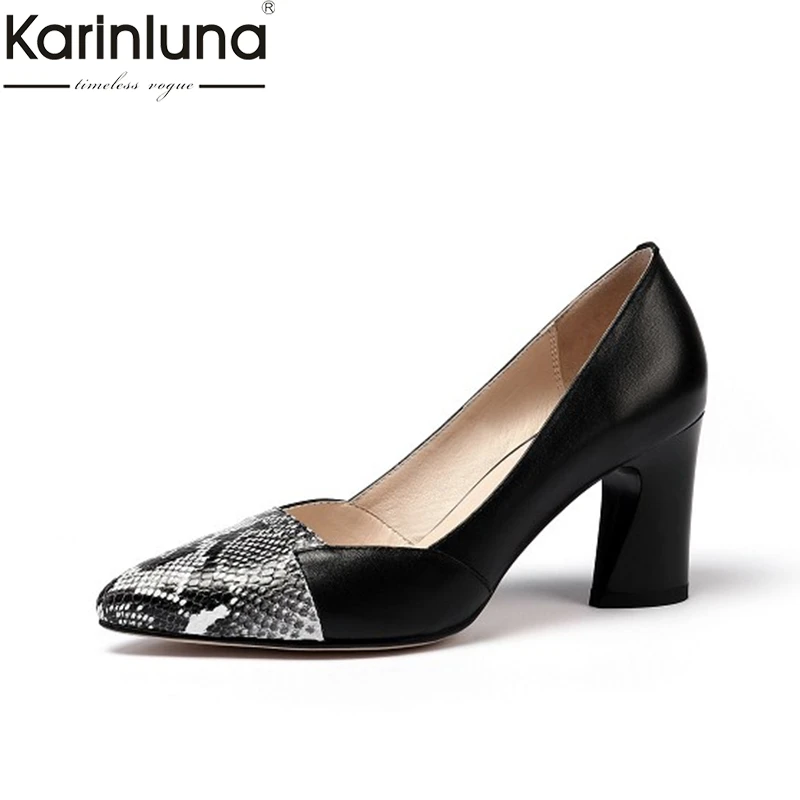 

KarinLuna Sexy Pointed Toe Chunky Heels women's Shoes Plus Size 40 Mature Office Lady women's Pumps
