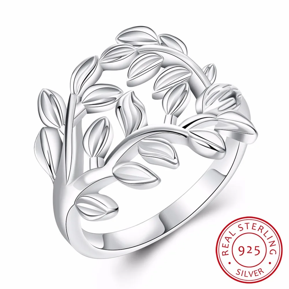 

Lekani 925 Sterling Silver Tree And Leaves Design Woman Wedding Engagement Party Rings Fashion Jewelry Vintage Europe Style