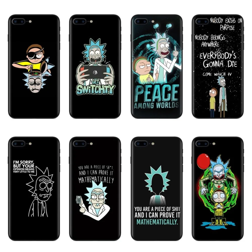Soft Silicone Phone Cover For Apple iPhone X 8 7 6 6S Plus 5S SE Protective Case For iPhone 7 Cases Cute Cartoon Rick And Morty