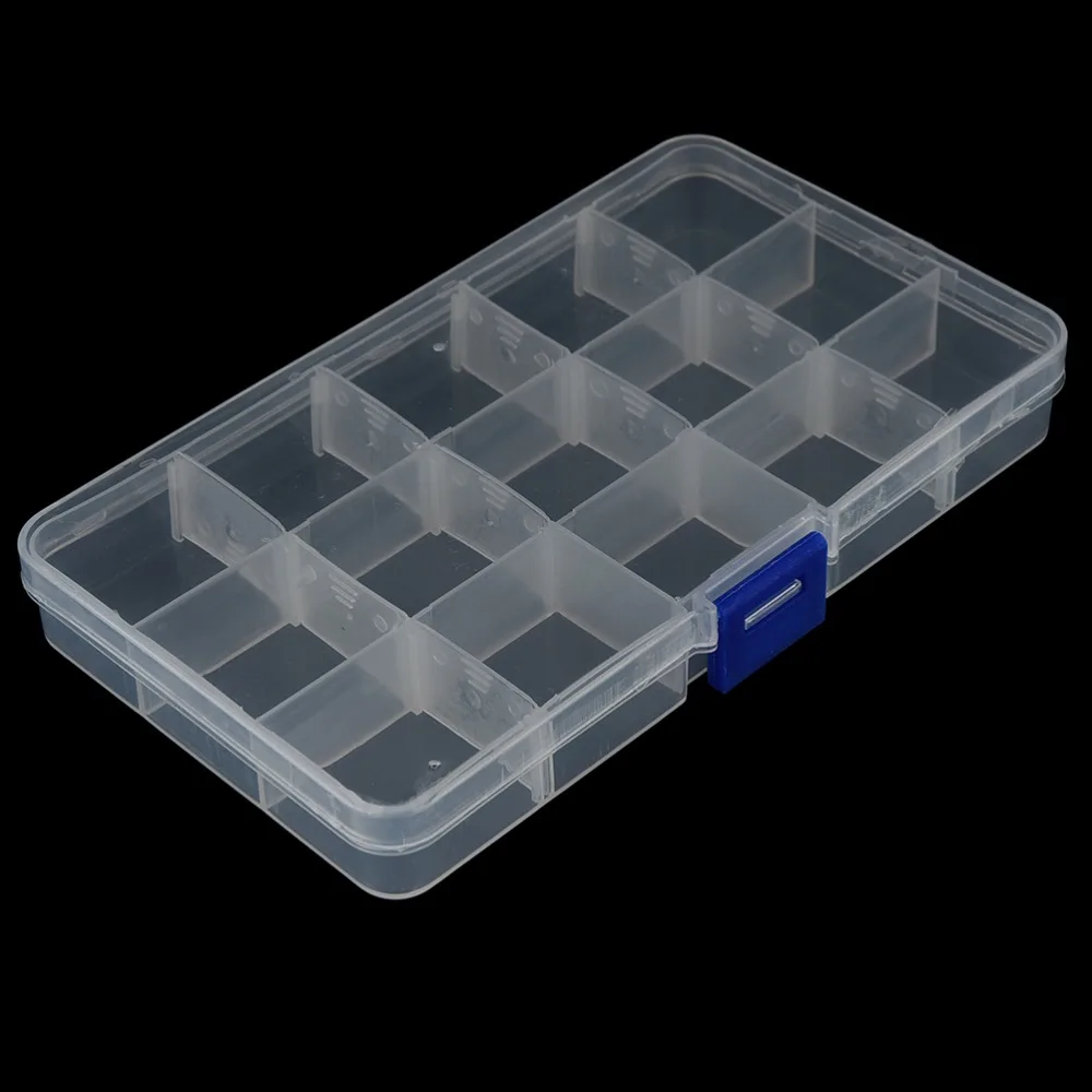 1Pcs Plastic Clear 15 Compartments Fishing track Box convenient Tackle Boxes Fishing Lure Tool