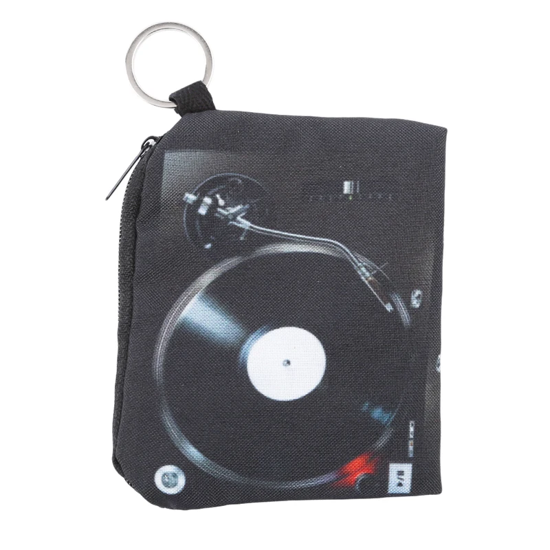 

Black Record 3D Printing Coin Wallet Bag multi-function Key Card Case Package Coin Bag Zipper Coin Purses Holders