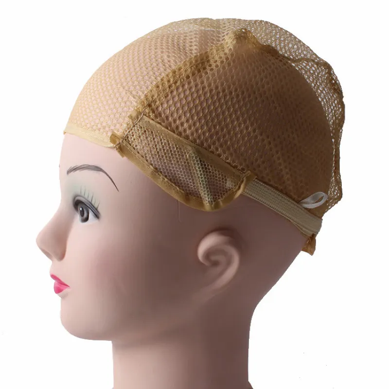 10pcs Breathable Adjustable Weaving Caps Hairnets Nylon Mesh Ventilative Wig Cap W/Lace Straps 2 Colors
