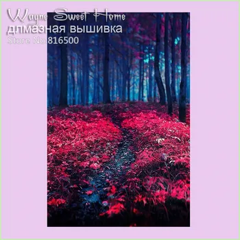

New Mosaic Full Laid Diamond Embroidery Cross Stitch Beads Scenic Lucky Red Tree Forest Diamonds Painting Rhinestones Handwork