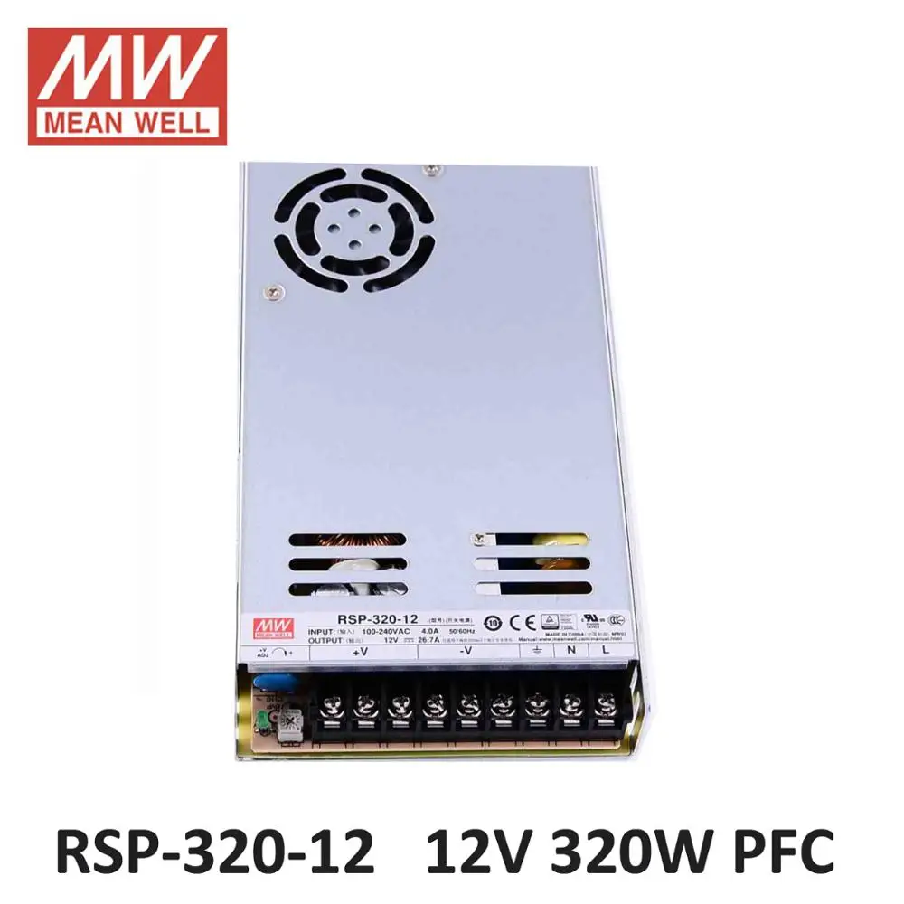 

Бренд MEAN WELL представляет RSP-320W переключатель источника питания 12 Вольт 300 Вт функцией PFC 85-264VAC meanwell 3,3/5/7.5/13.5/15/24/27/36/48VDC светодиодный драйвер