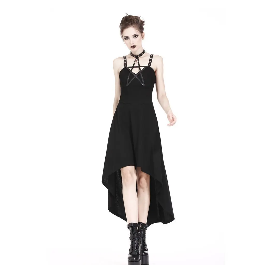 Darkinlove Для женщин Гот холтеровское Neck High low платье комбинация DW184|Платья| |