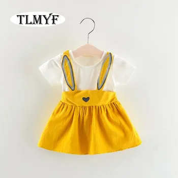 

free shipping high quality 100% cotton baby girl's long-sleeve with big ear spring dress ME0051