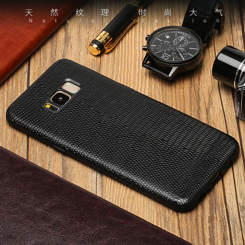 

Genuine Leather phone case For Samsung S8 case Lizard Skin texture soft edge protective cover For A3 A5 A7 S7 Note 8 9 S7 Edge
