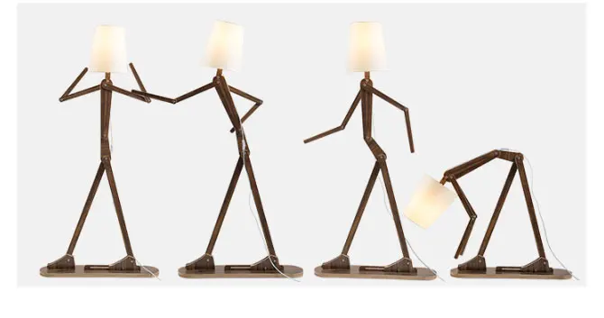 Lâmpadas de Assoalho Luz para Sala Criativo Faça Você Mesmo Madeira Nordic Suporte Tecido Estar Quarto Estudo Arte Deco Iluminação 6 Luminárias de pé