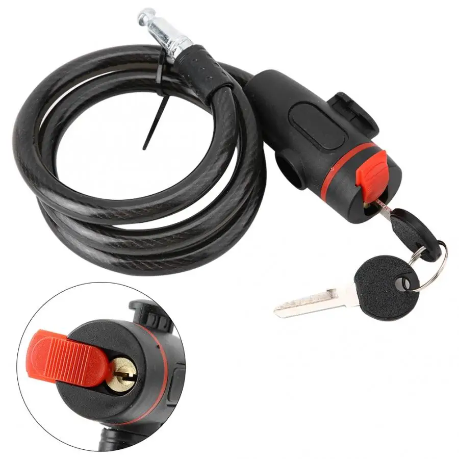 

Steel Cable Chain Lock Bike Bicycle Cycling Riding Anti-theft Security Black anti theft safety lock