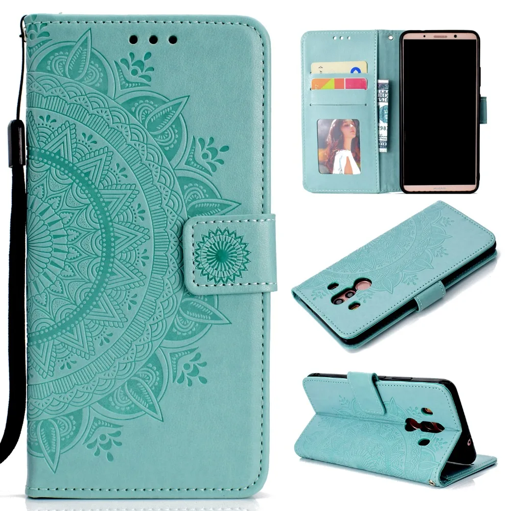 

Vintage Flowers Print PU Leather Case for Huawei Mate 10 Pro Lite Kickstand Flip Wallet Magnetic Cover Phone Bags Cases