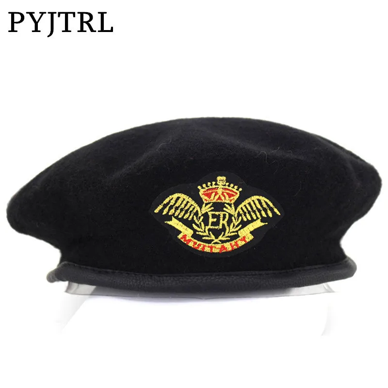 PYJTRL новый шерстяной берет унисекс с металлической эмблемой военные шапки