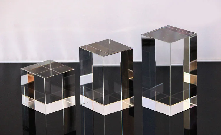 

Set of Three Laser Engraved Plexiglass Jewelry Display Block Cube