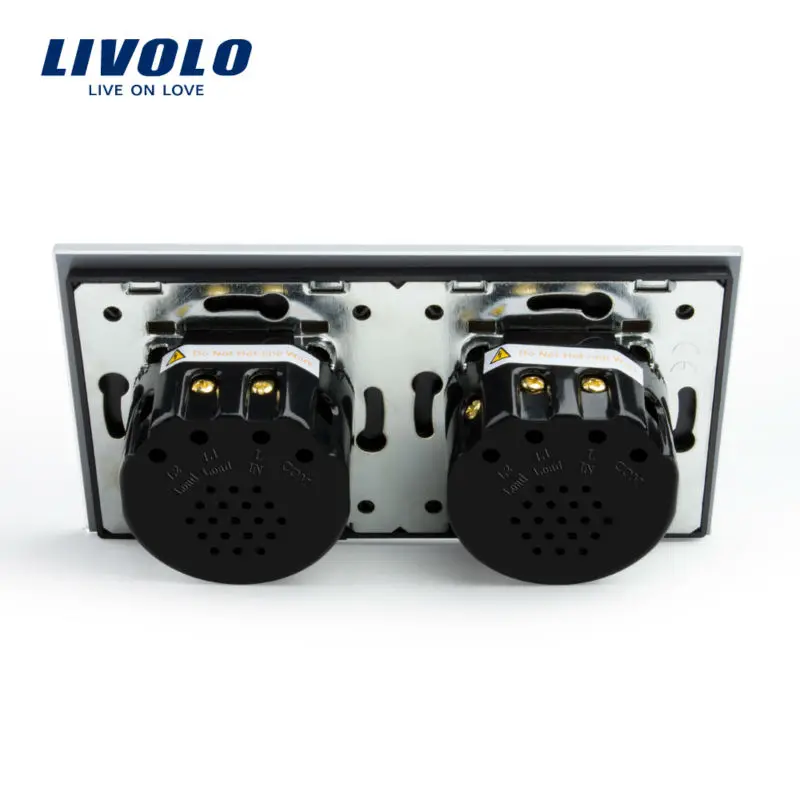 Сенсорный выключатель Livolo 2 клавиши левая + 1 клавиша правая белая панель из
