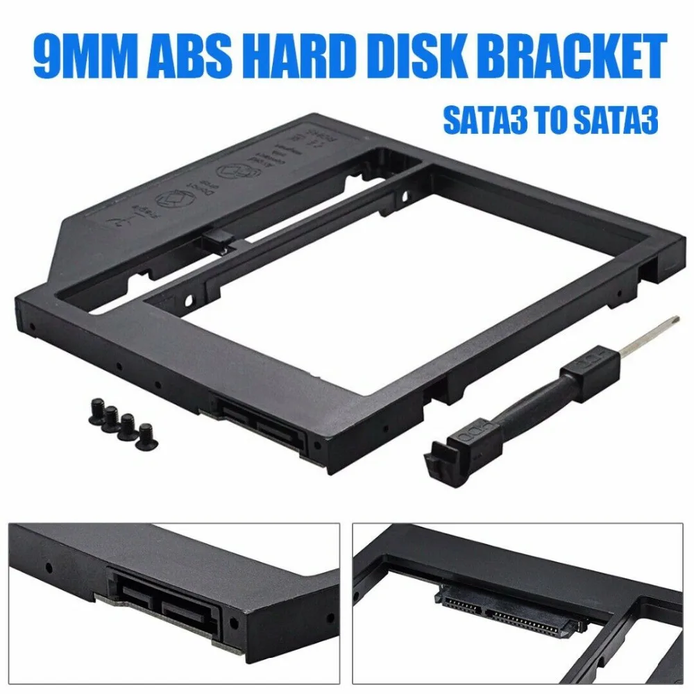 

2nd SATA Second HDD Caddy To SATA 2.5" HDD SSD 9.0mm Enclosure Hard Drive adapter For Laptop CD ROM